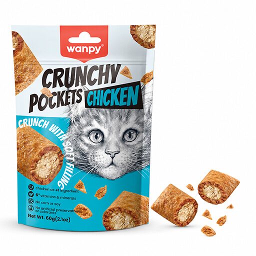 kattesnack Wanpy Cat Crunchy Pockets Chicken 60g