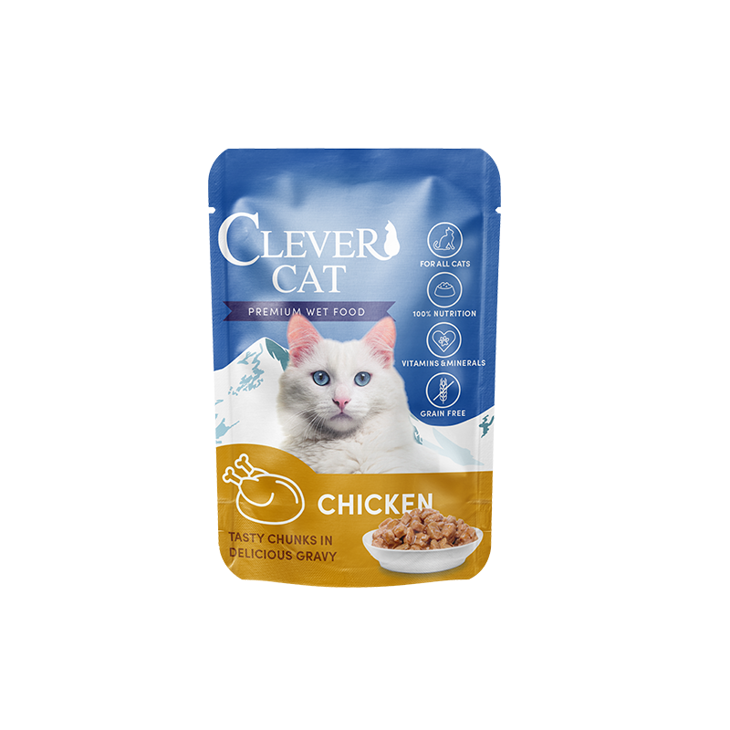 Clever Cat vådfoder 12 stk med kylling