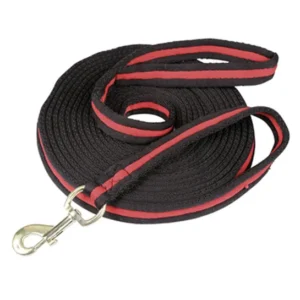 Soft longeringstov med karabinhage sort/rød 8 m.